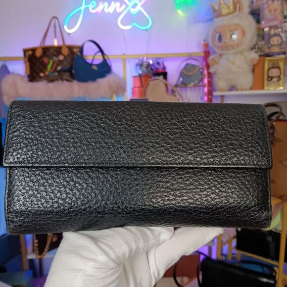 Gucci Jackie 1961 Black Pebble Leather Large Size Wallet - Picture 3 of 13